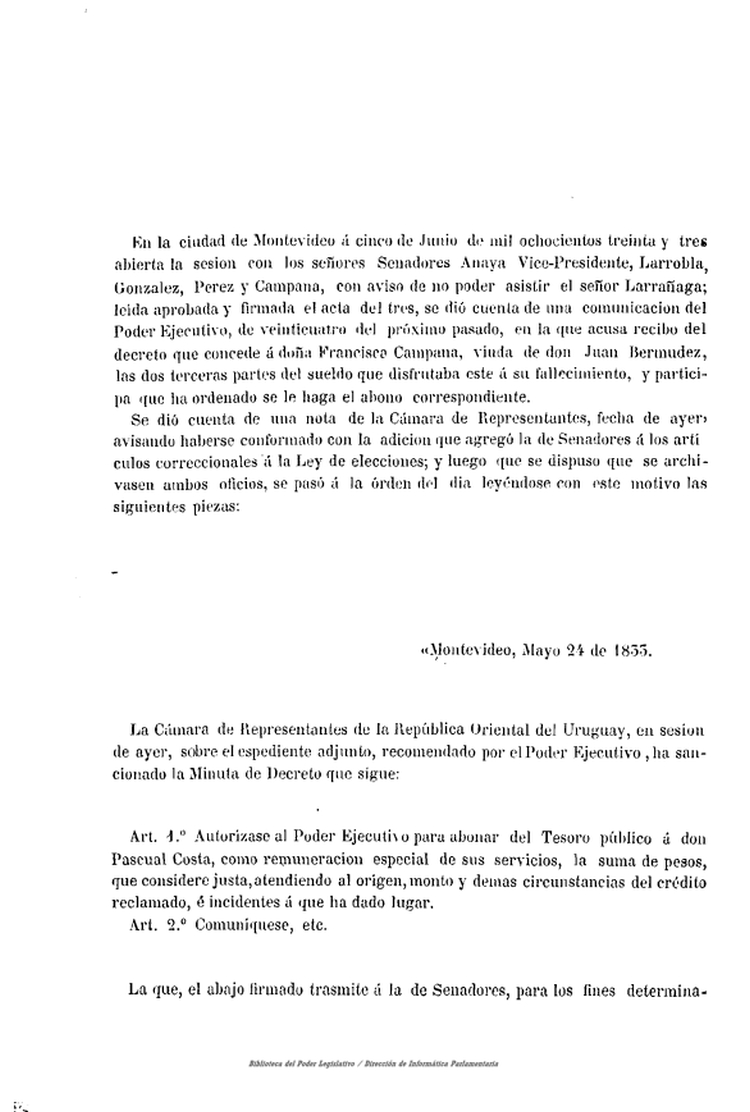DIARIO DE SESIONES DE LA CAMARA DE SENADORES del 05/06/1833